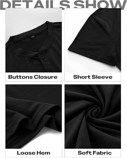 Men’s Slim Fit 3-Button Short Sleeve Henley Shirt